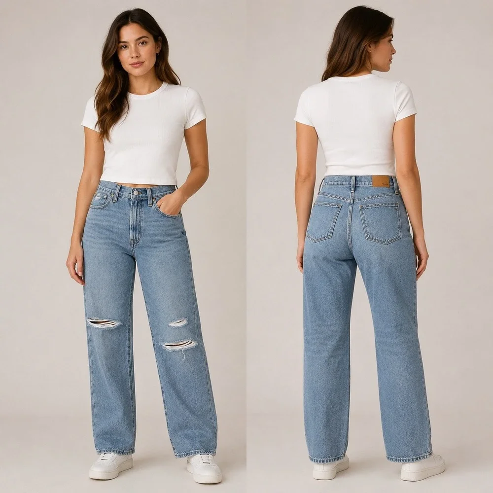 Madewell Perfect Vintage Straight Jeans Womens 27 Distressed